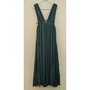 FAME X Partners Green Allegra Pleated Maxi Dress Size 6